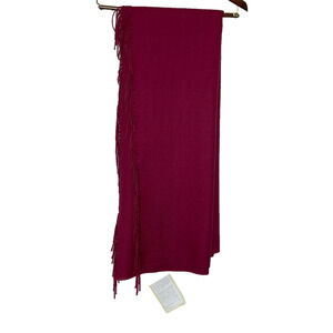 Alicia Adams 100% Baby Alpaca Burgundy Tassel Fringe Throw 51" x 71" NEW